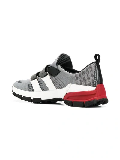 Shop Prada Touch Strap Sneakers In Grey
