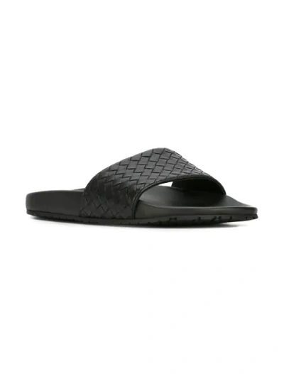 Shop Bottega Veneta Lake Slide Sandals In Black