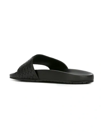 Shop Bottega Veneta Lake Slide Sandals In Black