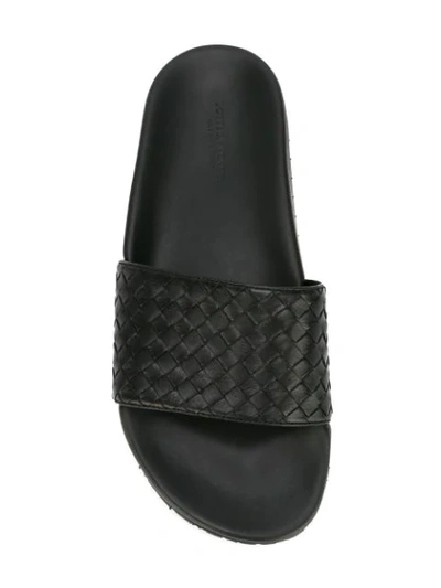 Shop Bottega Veneta Lake Slide Sandals In Black