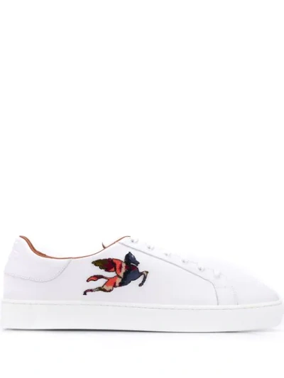 Shop Etro Pegasus Embroidered Sneakers In White