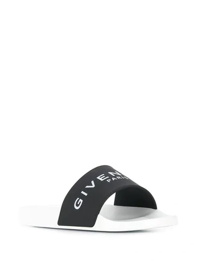 Shop Givenchy Logo Slides In Black