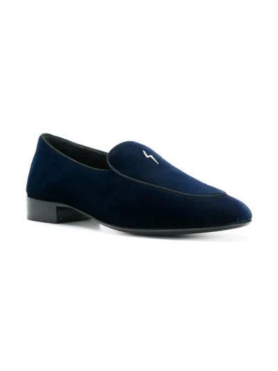 Shop Giuseppe Zanotti Logo Loafers In Blue