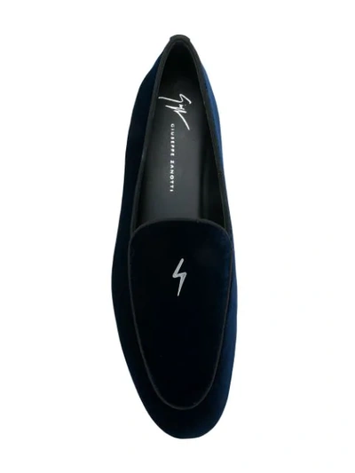 Shop Giuseppe Zanotti Logo Loafers In Blue