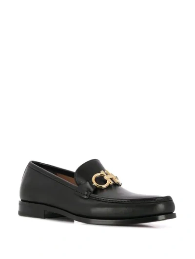 Shop Ferragamo Gancini Loafers In Black