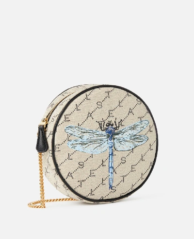 Shop Stella Mccartney Beige Mini Round Monogram Bag