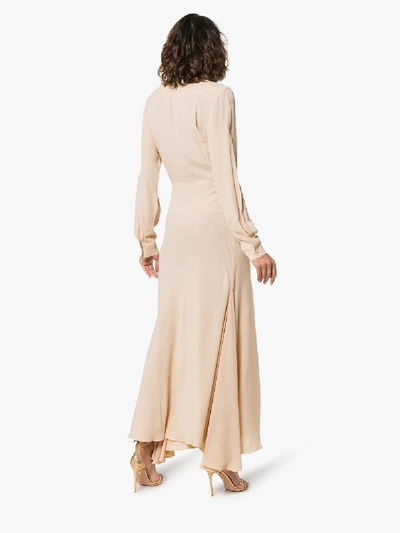 Shop Jacquemus V Neck Gathered Crepe Maxi Dress In White