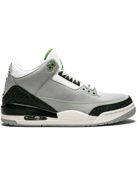 gray and green jordan 3s