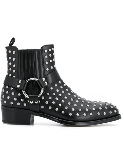 Shop Alexander Mcqueen Stud Embellished Ankle Boots - Black