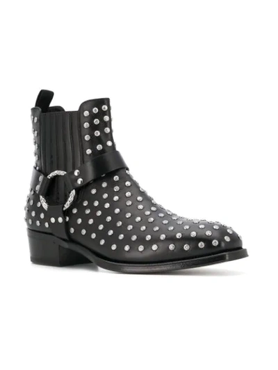 Shop Alexander Mcqueen Stud Embellished Ankle Boots - Black