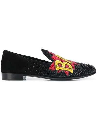 Shop Giuseppe Zanotti Printed Loafers In Black