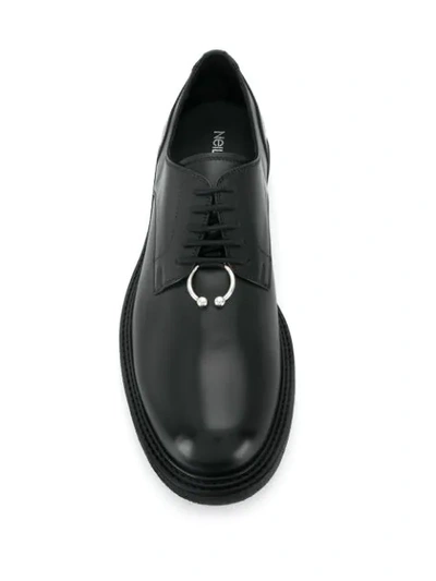 Neil Barrett Hoop-embellished Leather Derby Shoes In Black | ModeSens