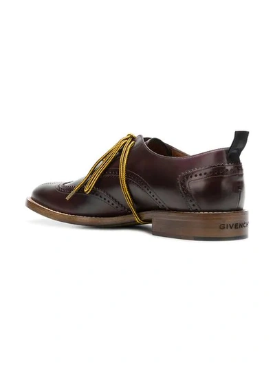 Shop Givenchy Contrast Lace Brogues In 604 - Burgundy