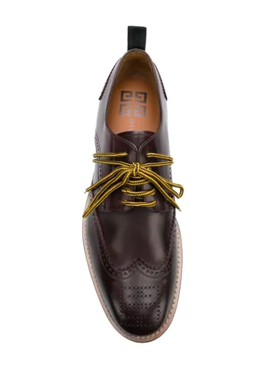 Shop Givenchy Contrast Lace Brogues In 604 - Burgundy