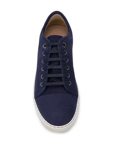 Shop Lanvin Perforated Logo Sneakers In Blue