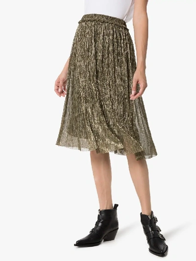 Shop Isabel Marant Étoile Beatrice Flared Lamé Skirt In Gold