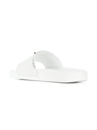 Shop Giuseppe Zanotti Logo Pool Slides In White