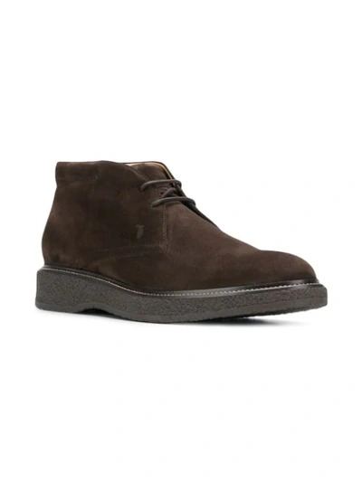Shop Tod's Flat Lace-up Boots In Brown