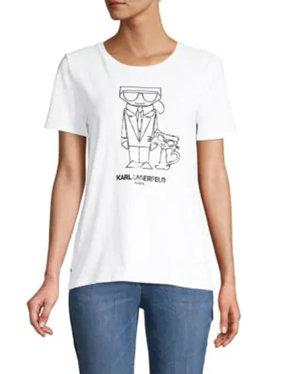 Shop Karl Lagerfeld Karl & Choupette Graphic T-shirt In White Black