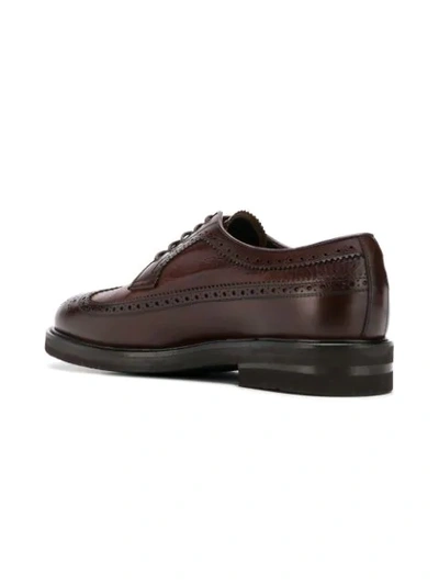 Shop Henderson Baracco Almond Toe Lace-up Brogues - Brown