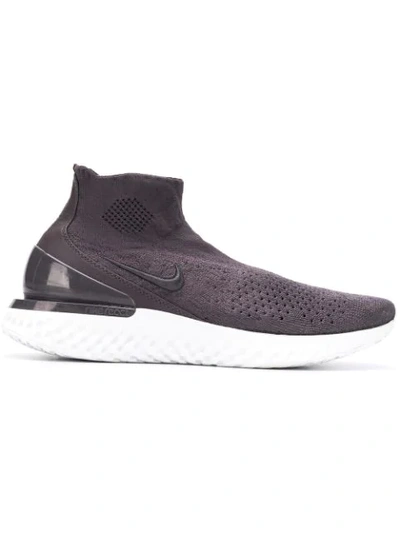 Shop Nike Rise React Flyknit Sneakers In Grey