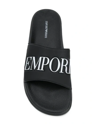 Shop Emporio Armani Logo Sliders In Black