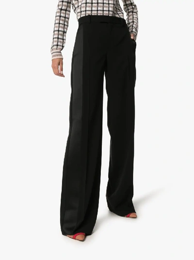 Shop Bottega Veneta High Waist Wide Leg Trousers In Black