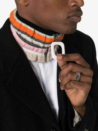 Shop Jw Anderson Multicolour Stripe Knit Neckband In Biscuit