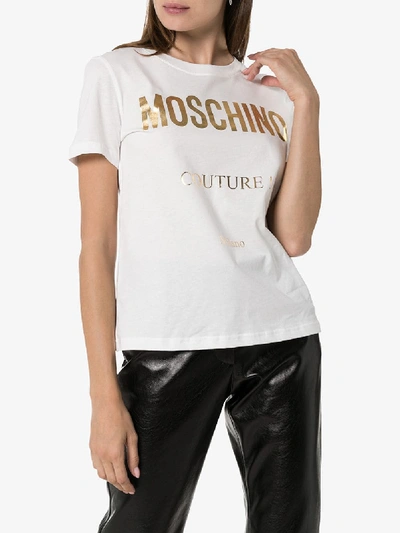 Shop Moschino Couture Logo Print T-shirt In 114 - White
