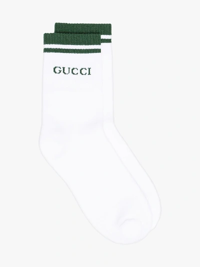 Shop Gucci White Logo Sports Socks In 114 - White