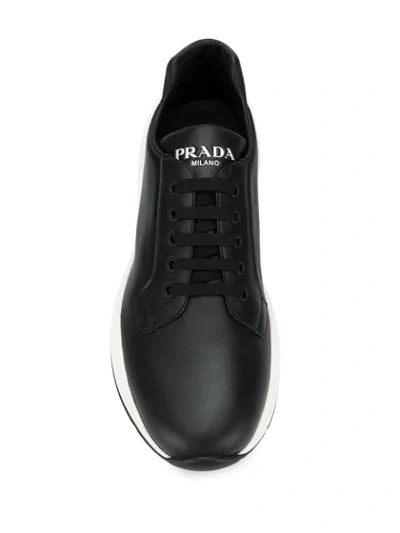 Shop Prada Chunky Sole Sneakers In Black
