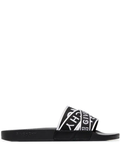 GIVENCHY LOGO STRAP SLIDERS - 黑色