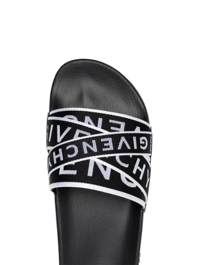 Shop Givenchy Logo Strap Sliders In Black