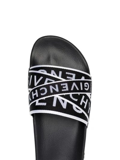 GIVENCHY LOGO STRAP SLIDERS - 黑色