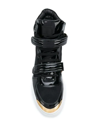 Shop Louis Leeman Double Strap Hi Top Sneakers In Black