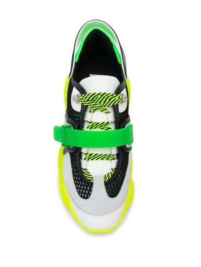 Shop Moschino Fluo Teddy Sneakers In 400 Fluo Giallo