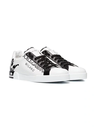 Shop Dolce & Gabbana Portofino Leather Sneakers In White