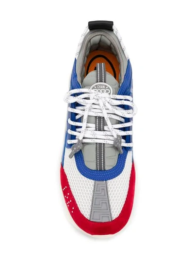 Versace Blue And Red Chain Reaction Leather Low Top Sneakers In White |  ModeSens