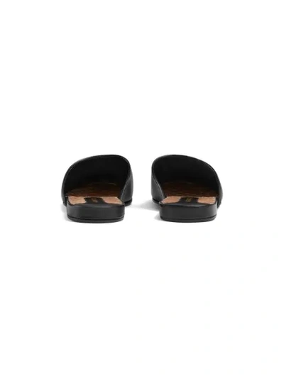 Shop Gucci Leather Slippers With Ny Yankees™ Patch In Black