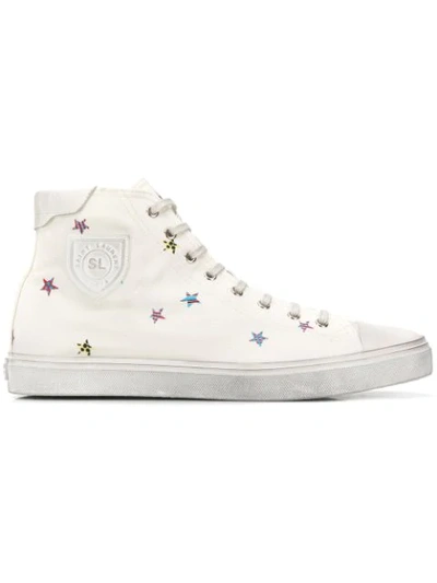 Shop Saint Laurent Bedford Star-print Sneakers In White