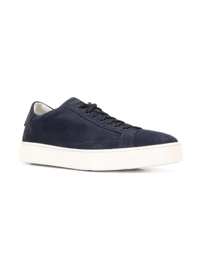 Shop Santoni Flat Lace-up Sneakers In Blue