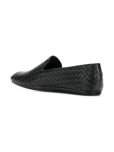 Shop Bottega Veneta Intrecciato Weave Loafers In Black