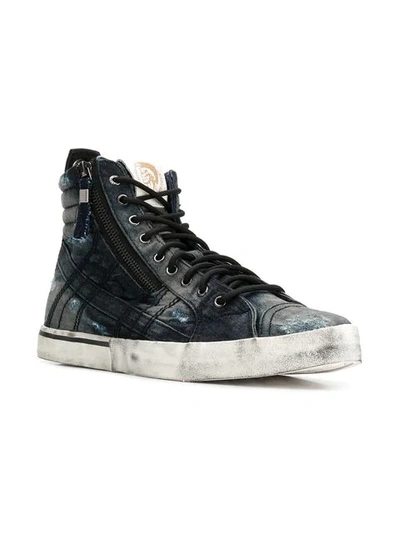 Shop Diesel Ripped Denim Hi In Blue