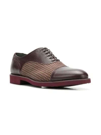 Shop Moreschi Checked Panel Oxford Shoes In Red