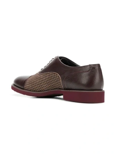 Shop Moreschi Checked Panel Oxford Shoes In Red