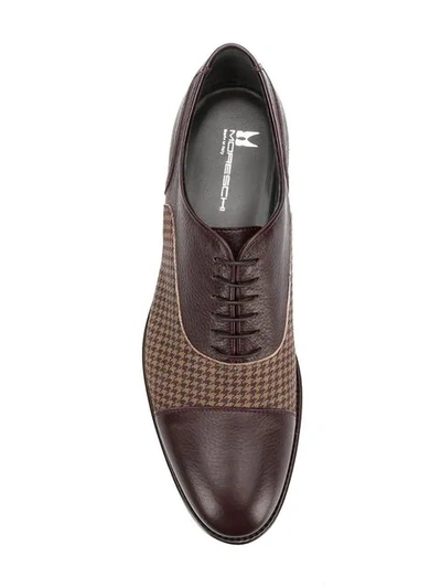 Shop Moreschi Checked Panel Oxford Shoes In Red