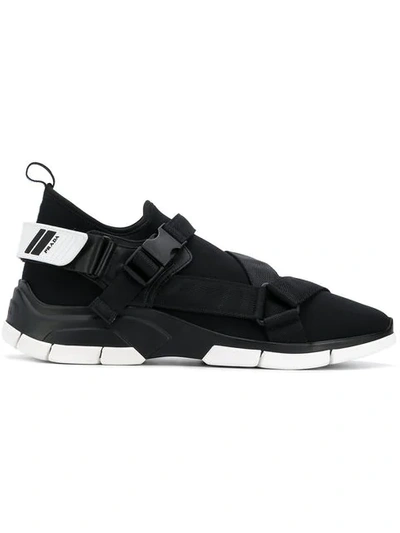 Shop Prada Sneakers Mit Schnalle In Black