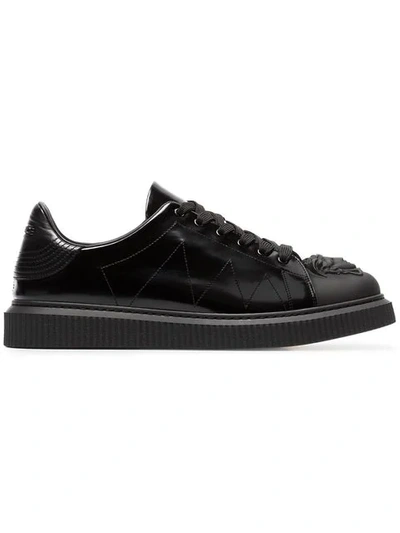 Shop Versace Black Medusa Patent Leather Sneakers