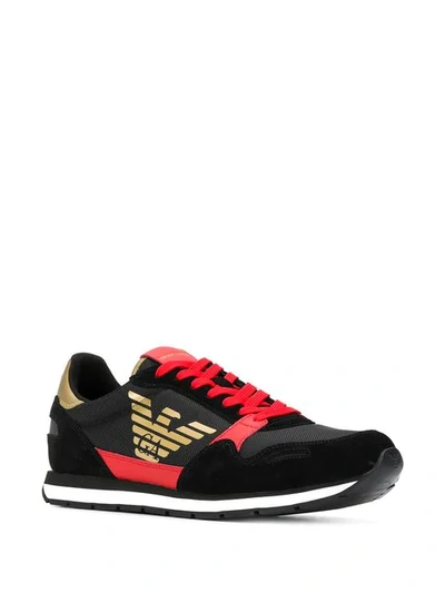 Shop Emporio Armani Logo Sneakers In Black