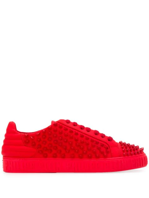 red studded sneakers